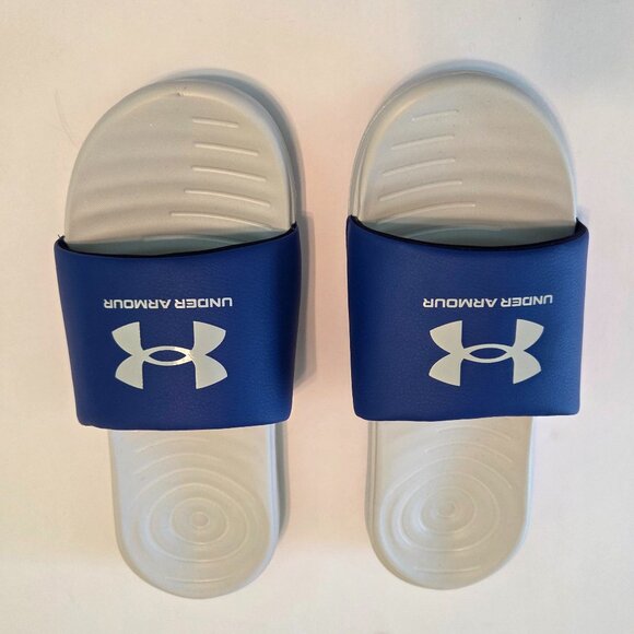 NWOT Under Armour Men’s Slides Sandals, Size 13, Blue/Gray -- Never Worn - Picture 2 of 7